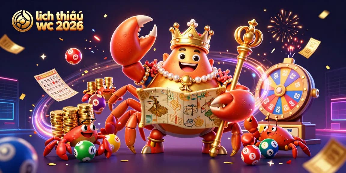 Engaging illustration for lịch thi đấu wc 2026 featuring lively characters, lottery elements, and festive atmosphere.