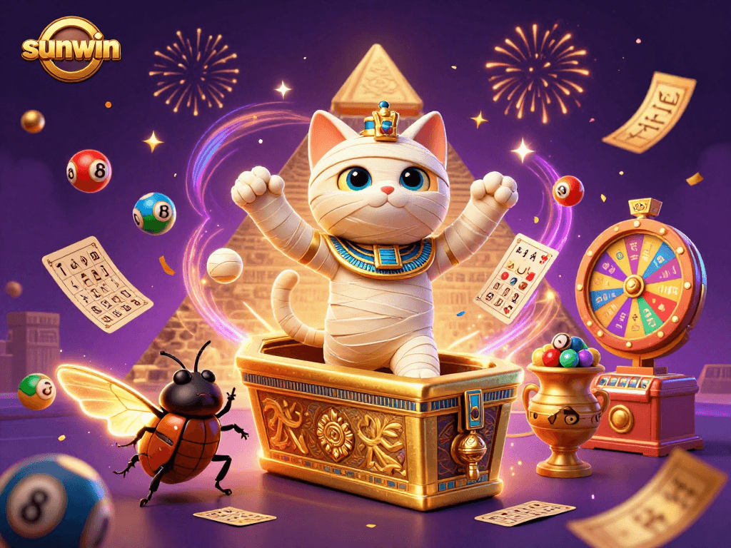 Experience the thrills of sunwin with a vibrant 3D illustration featuring fun gambling elements.