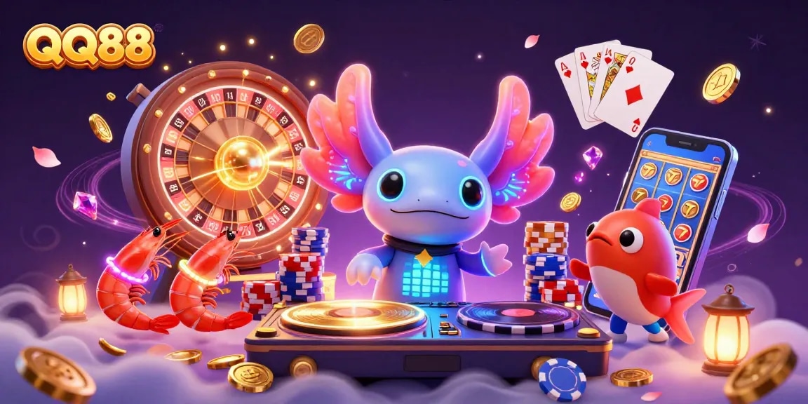 Experience the thrill of QQ88 with vibrant 3D characters and casino elements in action.