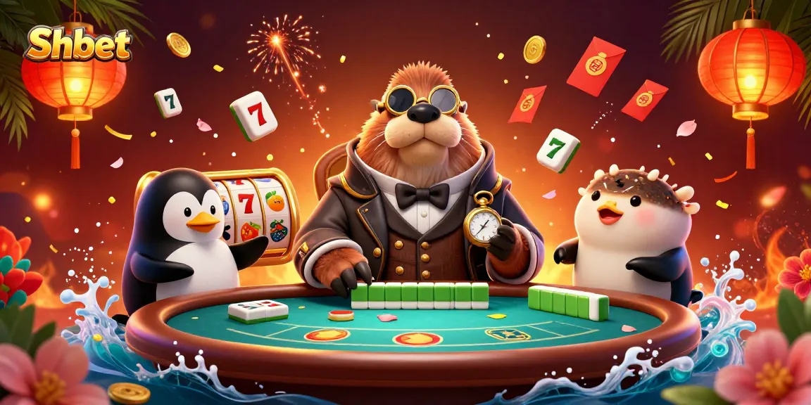 Catch thrilling moments at Shbet with a jolly walrus and friends at an underwater poker table.