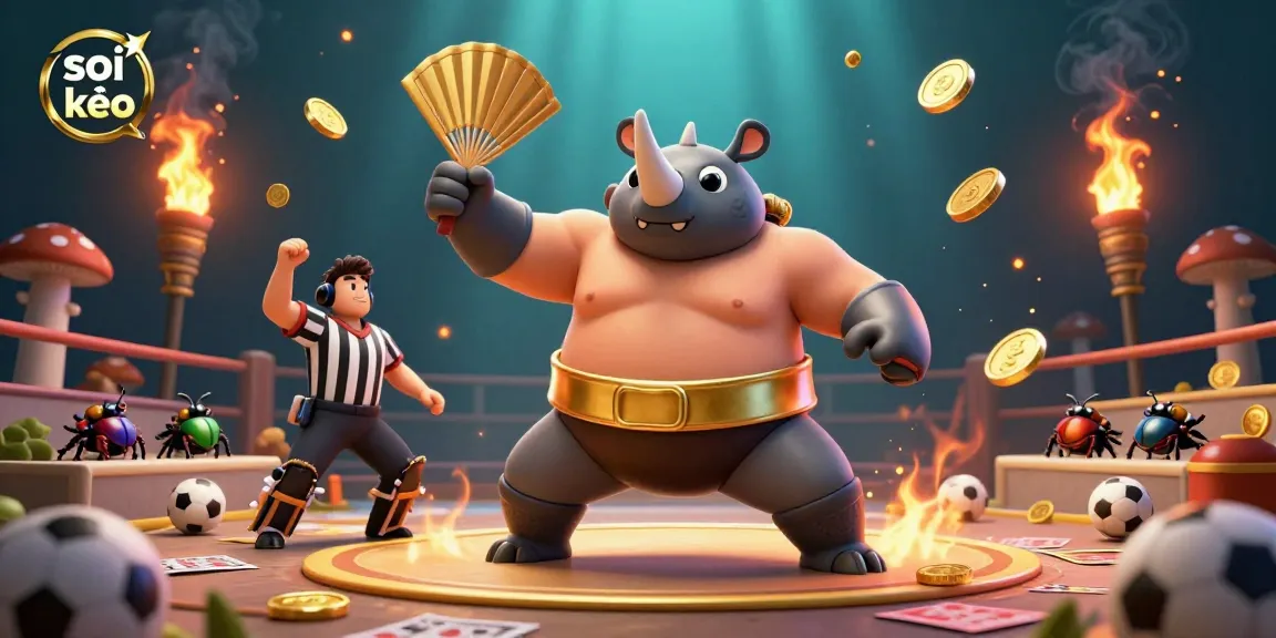 Bet on soi kèo and enjoy a thrilling sports betting scene with dynamic characters and vibrant elements.