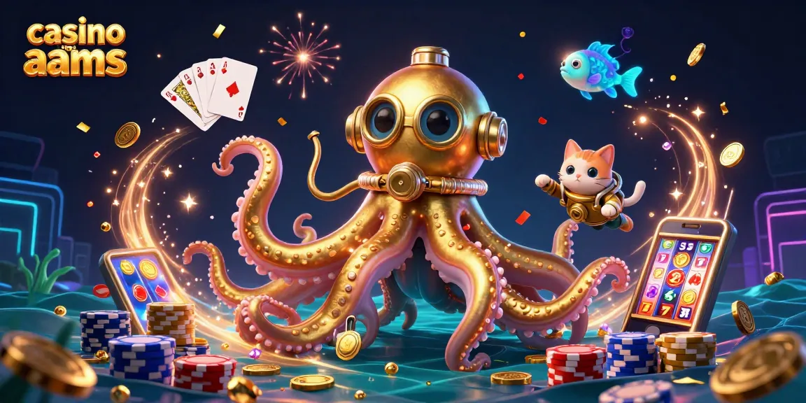 Vivi il brivido nei casino non aams con un kraken e un gatto subacqueo che esplorano tesori e giochi.
