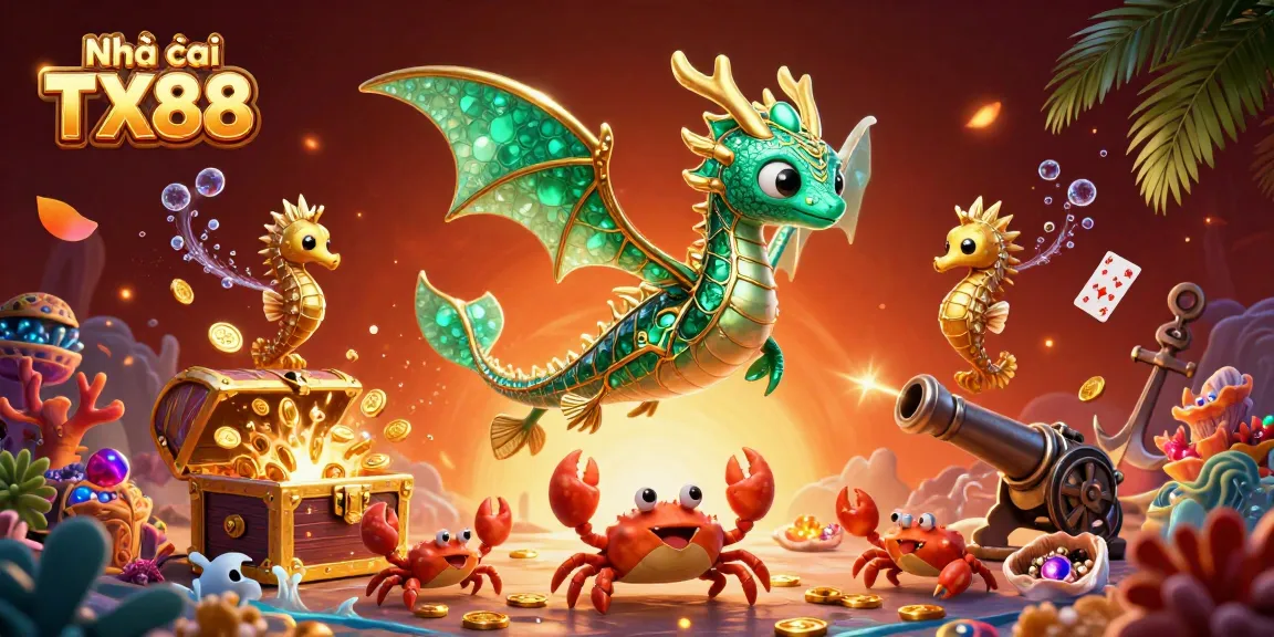Engage in thrilling gameplay at Nhà cái TX88 with a vibrant underwater scene filled with treasure and excitement.