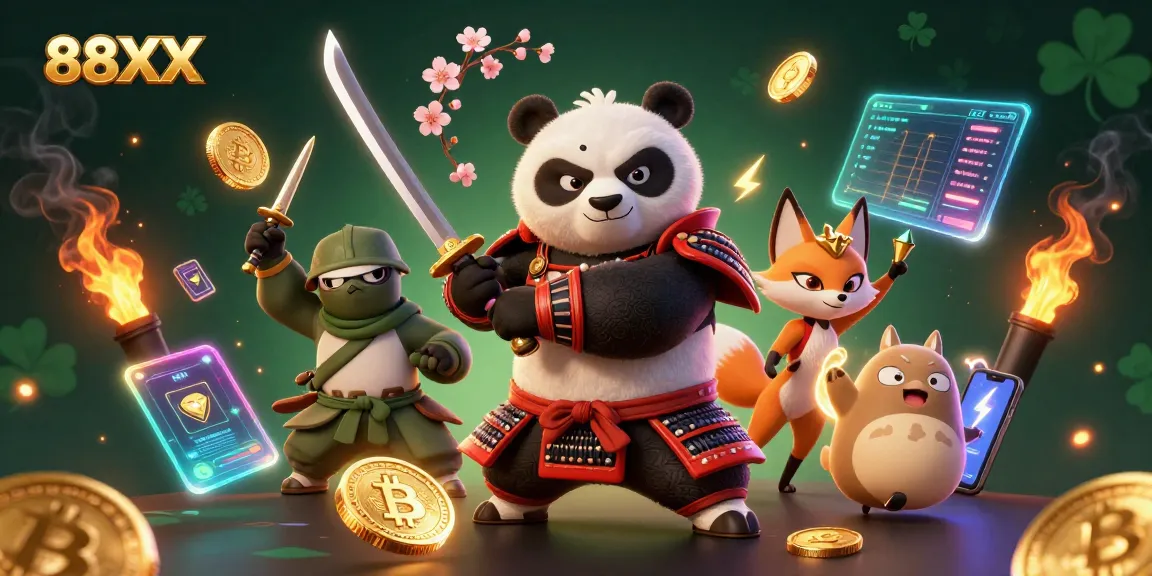 Engage in thrilling gameplay at 88XX with a dynamic illustration showcasing cryptocurrency in action.