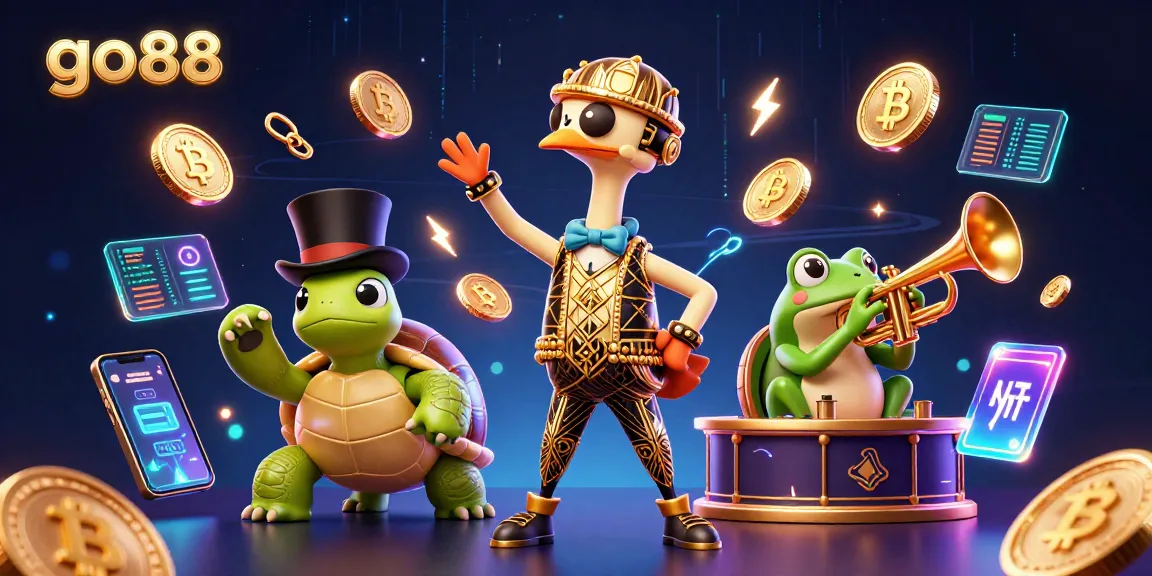 Engage with go88's vibrant games as cartoon characters illuminate the casino scene with excitement.