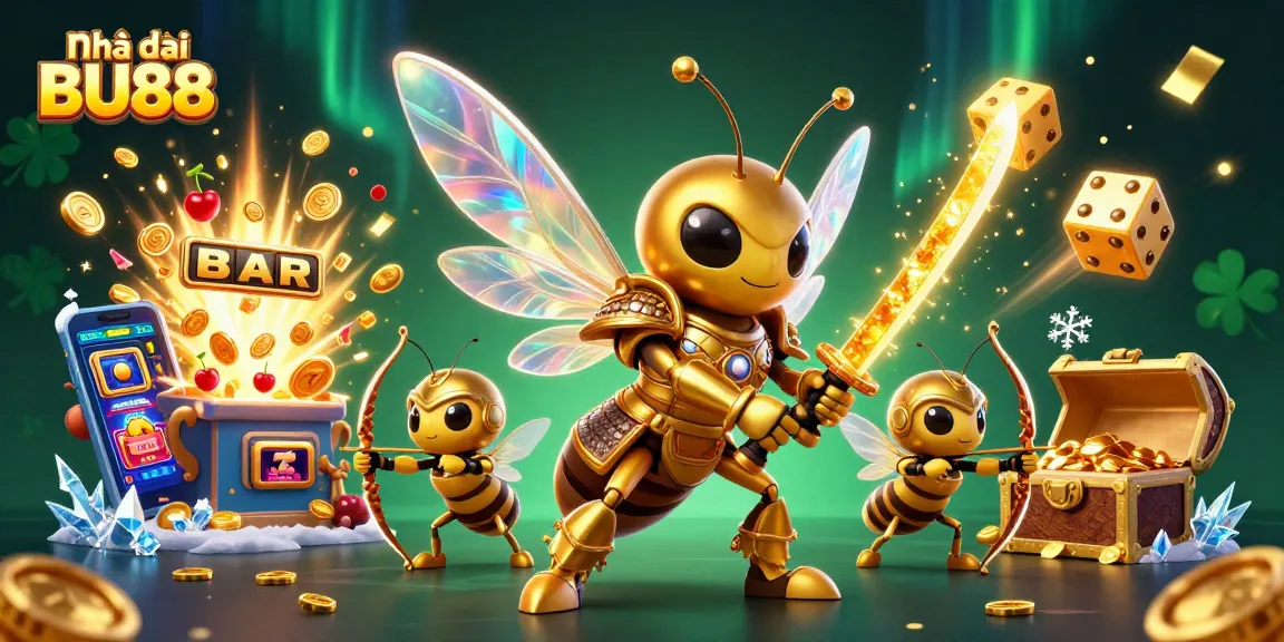 Experience the excitement of Nhà cái BU88 with an energetic 3D casino scene featuring stunning characters and jackpot visuals.