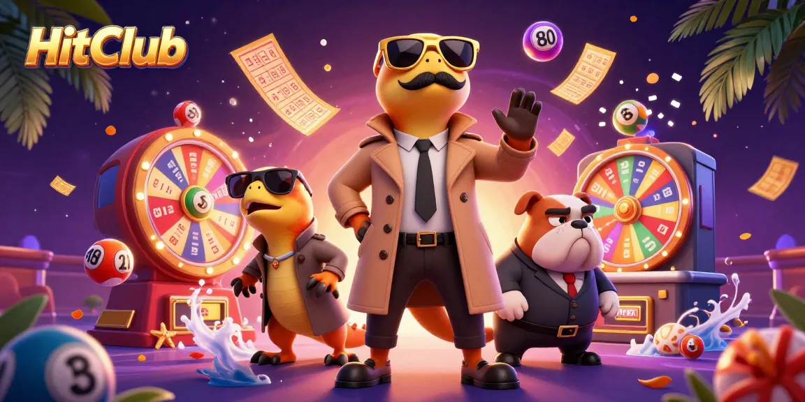 HitClub engaging players in a vibrant 3D cartoon casino scene with colorful elements.