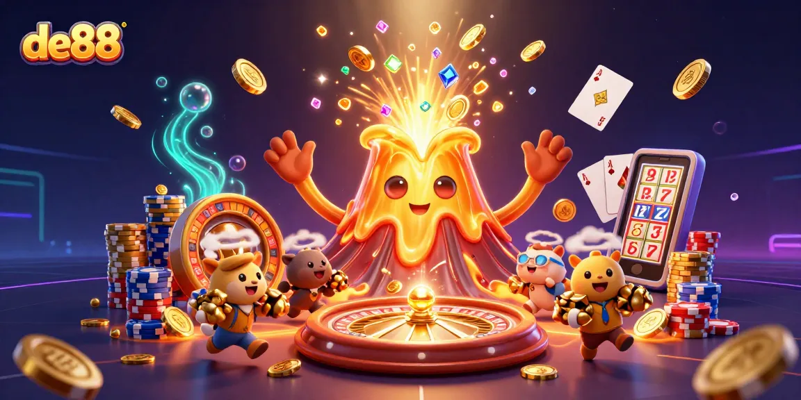 Experience thrilling moments at de88 as the golden volcano erupts treasures amidst an exciting casino atmosphere.