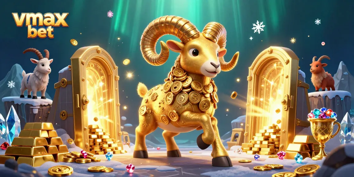 Engage in thrilling victories at vmax bet with a golden ram charging through a treasure-filled casino.