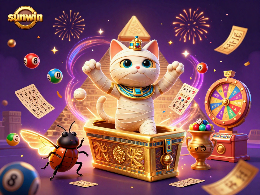 Experience the thrills of sunwin with a vibrant 3D illustration featuring fun gambling elements.