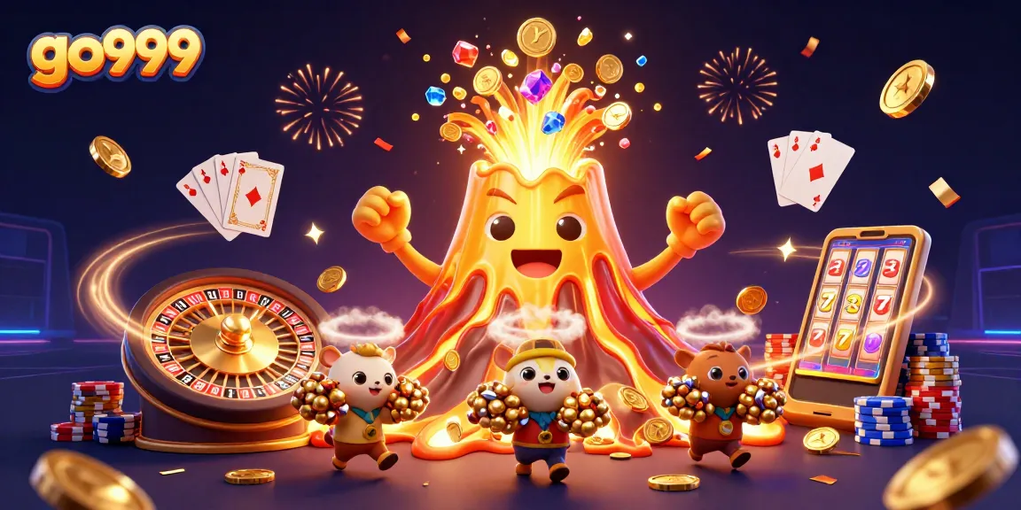 Experience thrilling emotions at go999 with cascading gold coins and a triumphant volcano!