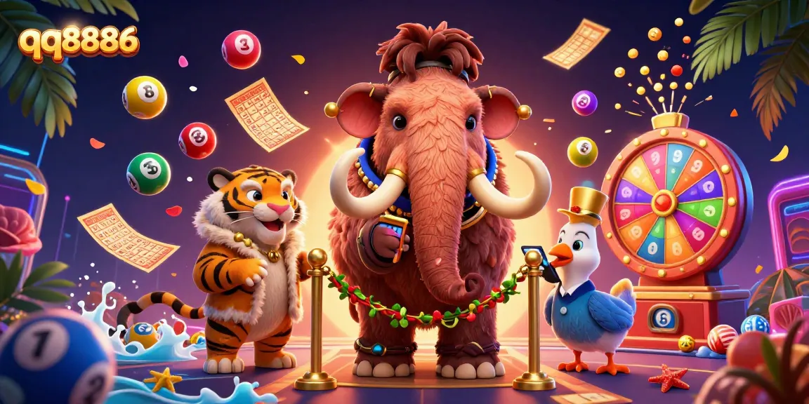Spin and win with qq8886 as vibrant lottery elements and unique characters create a lively casino experience.