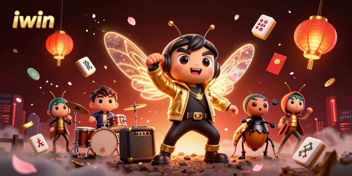 iwin showcases an exciting casino scene featuring a cicada rock star and dynamic game elements.