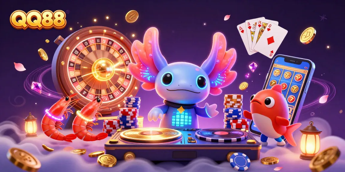 Experience the thrill of QQ88 with vibrant 3D characters and casino elements in action.