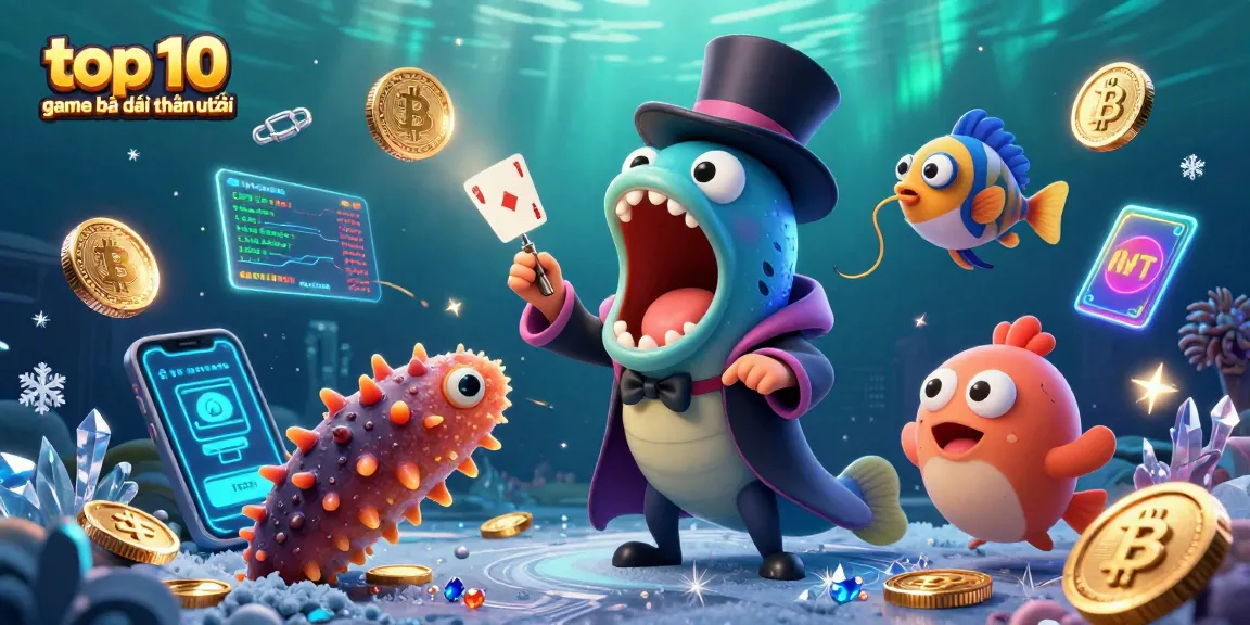 Experience top 10 game bài đổi thưởng uy tín with vibrant underwater casino-themed 3D scene featuring magical characters.