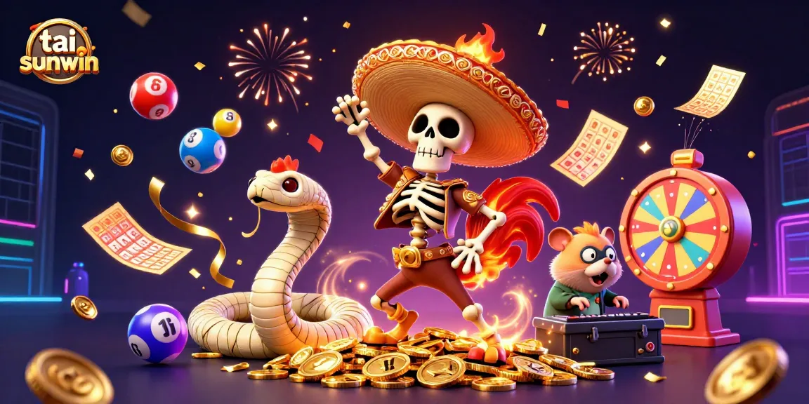 Experience big wins at tai sunwin with golden coins and vibrant game elements dynamically interacting in a festive casino setting.