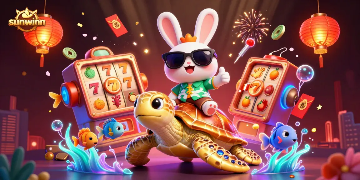 Play exciting games at sunwinn with vibrant characters and sparkling casino elements.