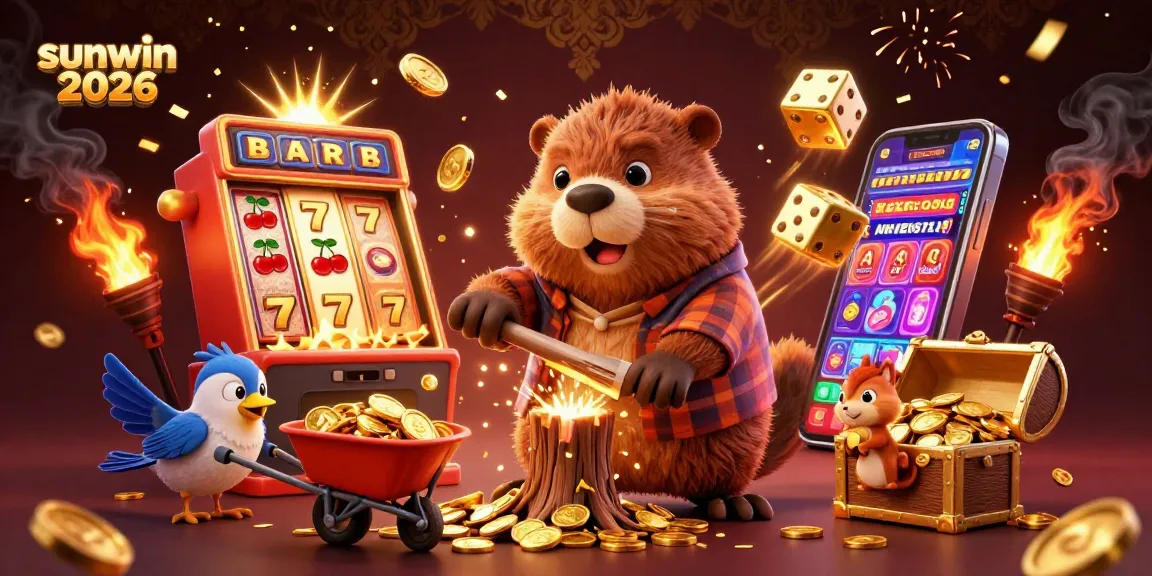 Experience the thrill of sunwin 2026 with our vibrant 3D cartoon illustration celebrating casino elements.