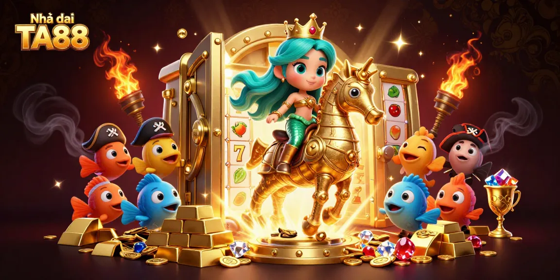Play exciting games at Nhà cái TA88 with a vibrant mythical scene filled with treasures and luck.
