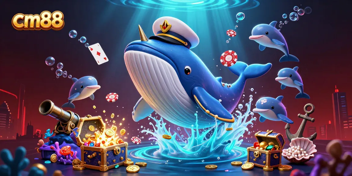 Spin and win with cm88 in an exciting underwater casino adventure featuring dolphins and treasure!