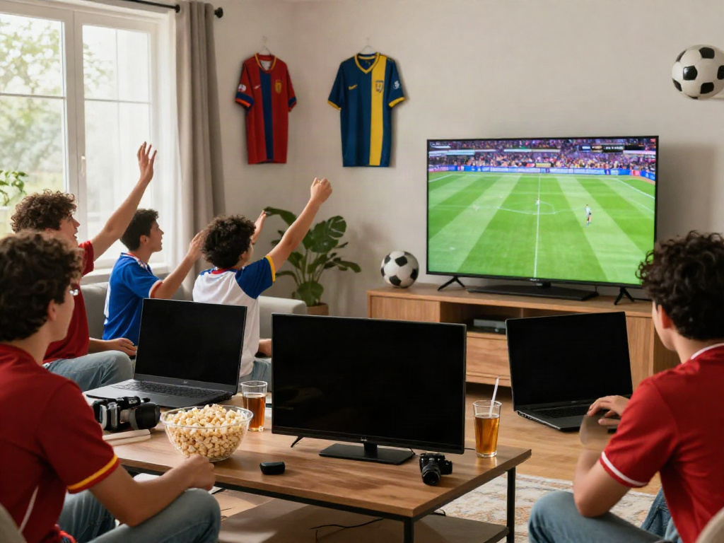 Football fans enjoying live matches in high definition on thapcamtv.ac